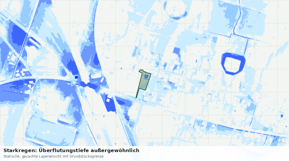 Statische Kartenansicht: Starkregen: Überflutungstiefe außergewöhnlich