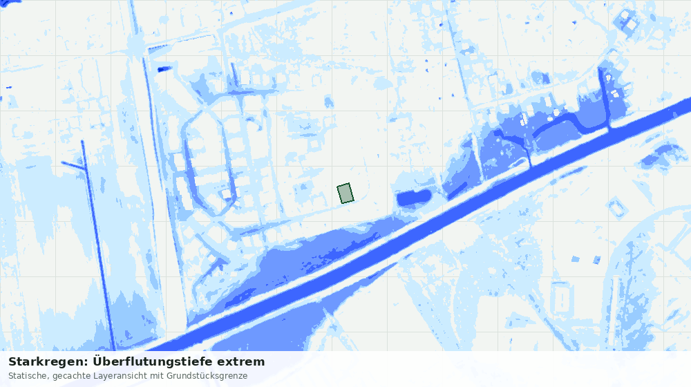 Statische Kartenansicht: Starkregen: Überflutungstiefe extrem