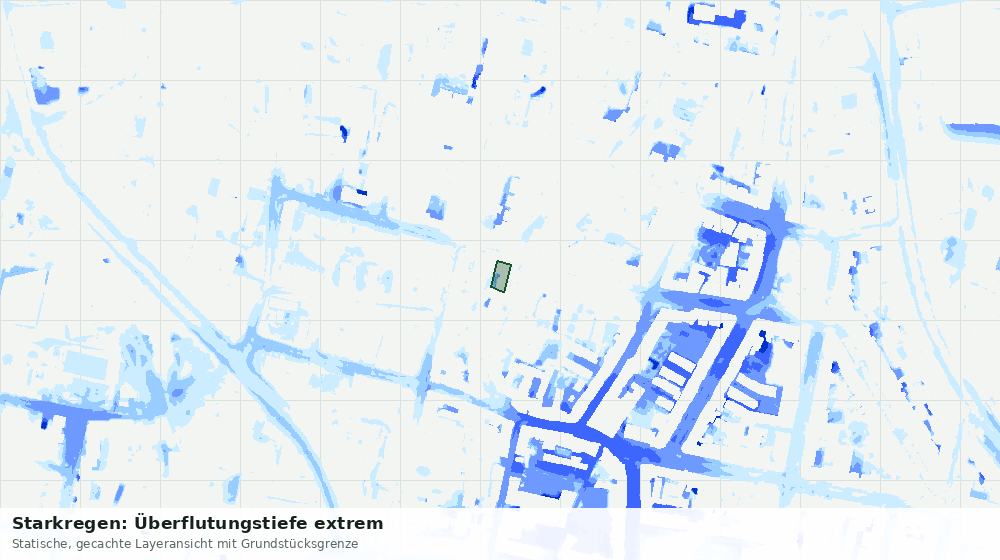 Statische Kartenansicht: Starkregen: Überflutungstiefe extrem