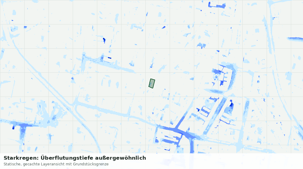 Statische Kartenansicht: Starkregen: Überflutungstiefe außergewöhnlich