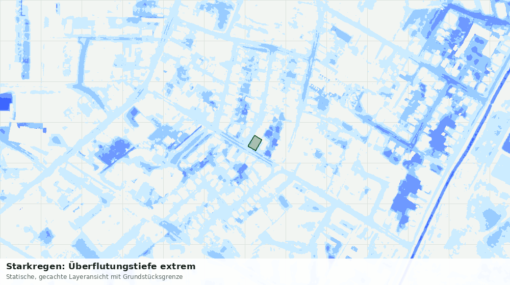 Statische Kartenansicht: Starkregen: Überflutungstiefe extrem