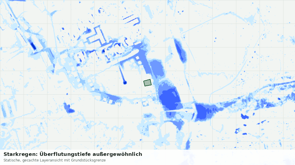 Statische Kartenansicht: Starkregen: Überflutungstiefe außergewöhnlich