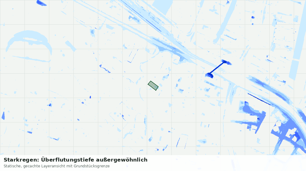 Statische Kartenansicht: Starkregen: Überflutungstiefe außergewöhnlich