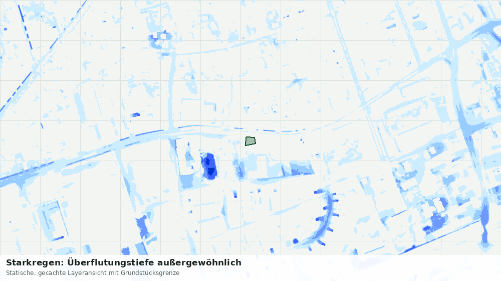Statische Kartenansicht: Starkregen: Überflutungstiefe außergewöhnlich