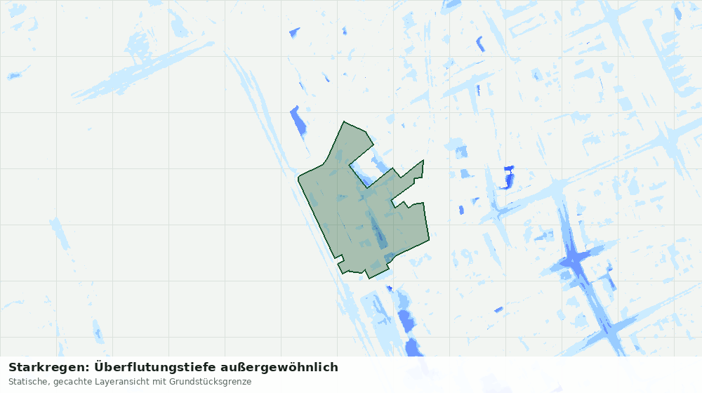 Statische Kartenansicht: Starkregen: Überflutungstiefe außergewöhnlich