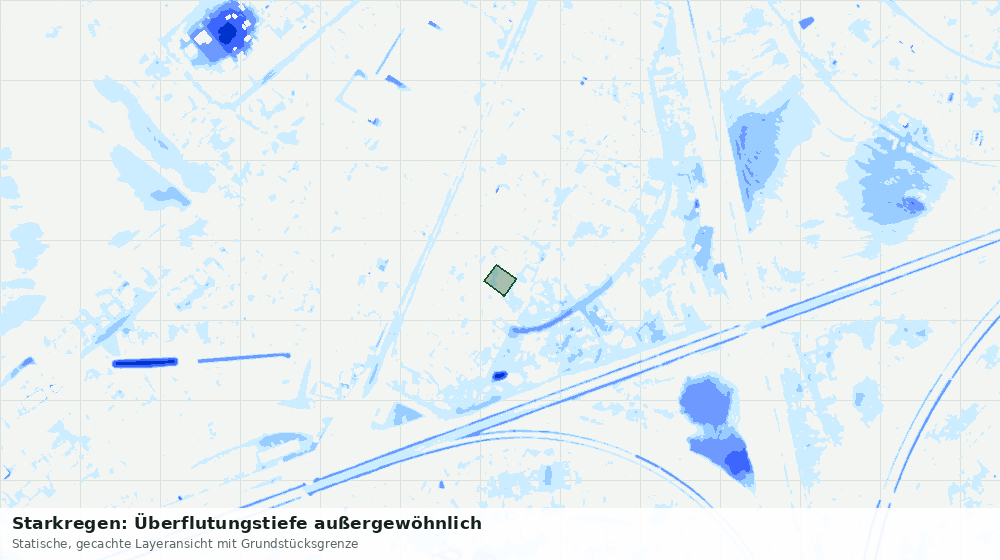 Statische Kartenansicht: Starkregen: Überflutungstiefe außergewöhnlich