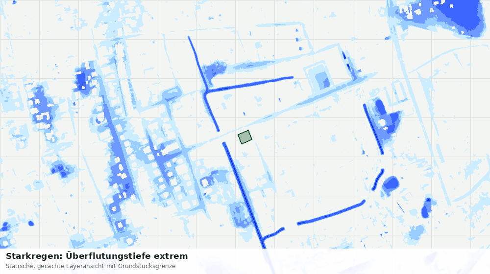 Statische Kartenansicht: Starkregen: Überflutungstiefe extrem