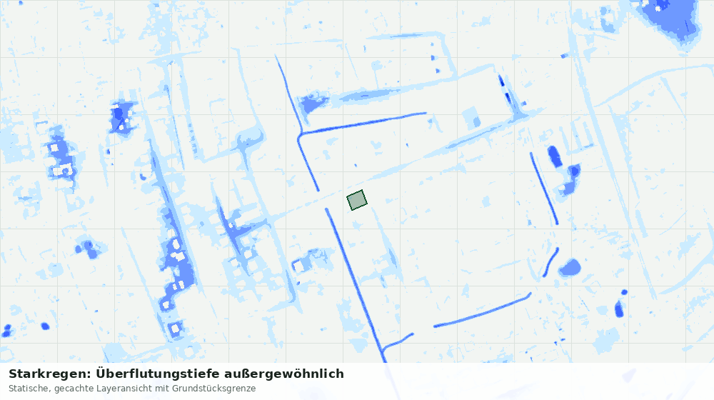 Statische Kartenansicht: Starkregen: Überflutungstiefe außergewöhnlich