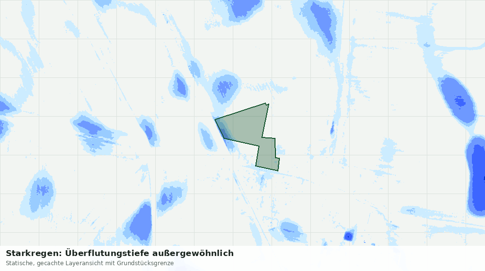 Statische Kartenansicht: Starkregen: Überflutungstiefe außergewöhnlich