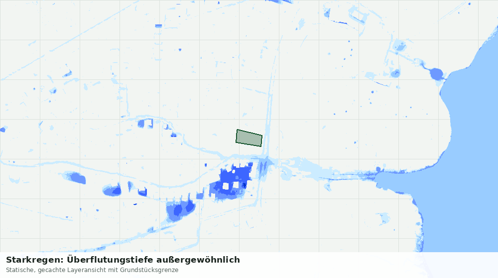 Statische Kartenansicht: Starkregen: Überflutungstiefe außergewöhnlich