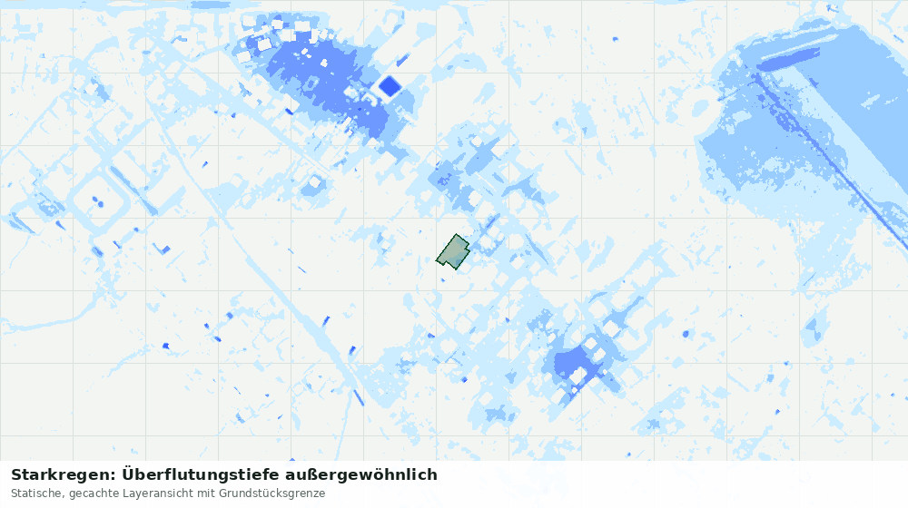 Statische Kartenansicht: Starkregen: Überflutungstiefe außergewöhnlich