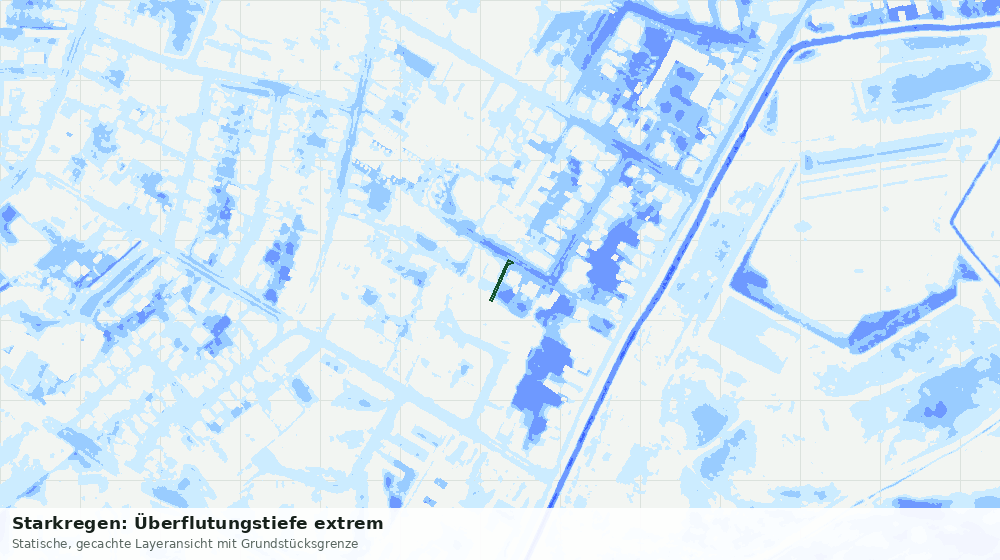 Statische Kartenansicht: Starkregen: Überflutungstiefe extrem