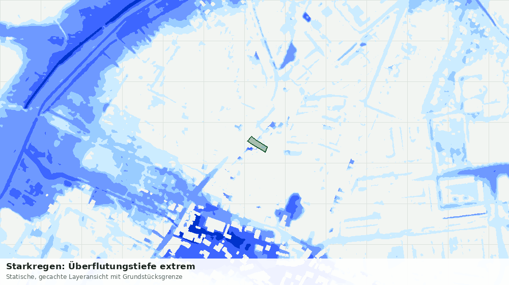 Statische Kartenansicht: Starkregen: Überflutungstiefe extrem