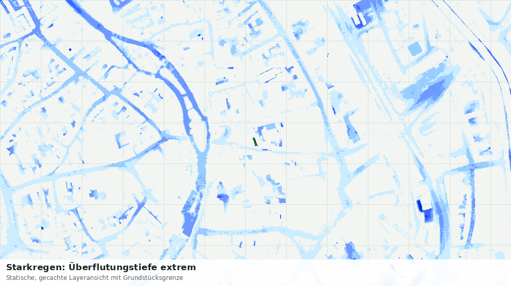 Statische Kartenansicht: Starkregen: Überflutungstiefe extrem