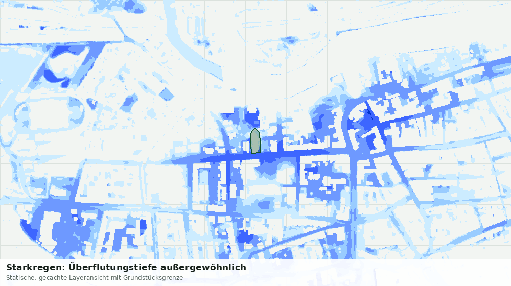Statische Kartenansicht: Starkregen: Überflutungstiefe außergewöhnlich