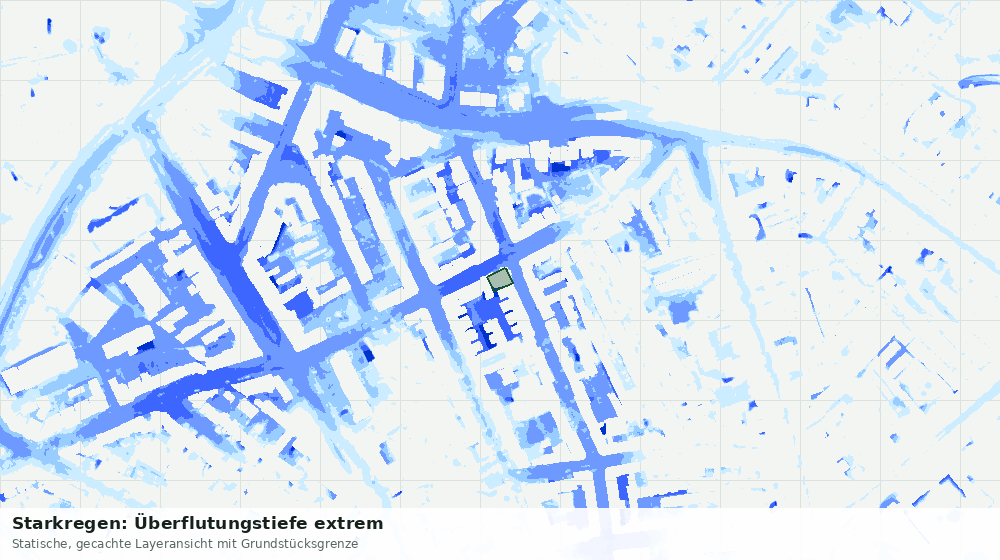 Statische Kartenansicht: Starkregen: Überflutungstiefe extrem