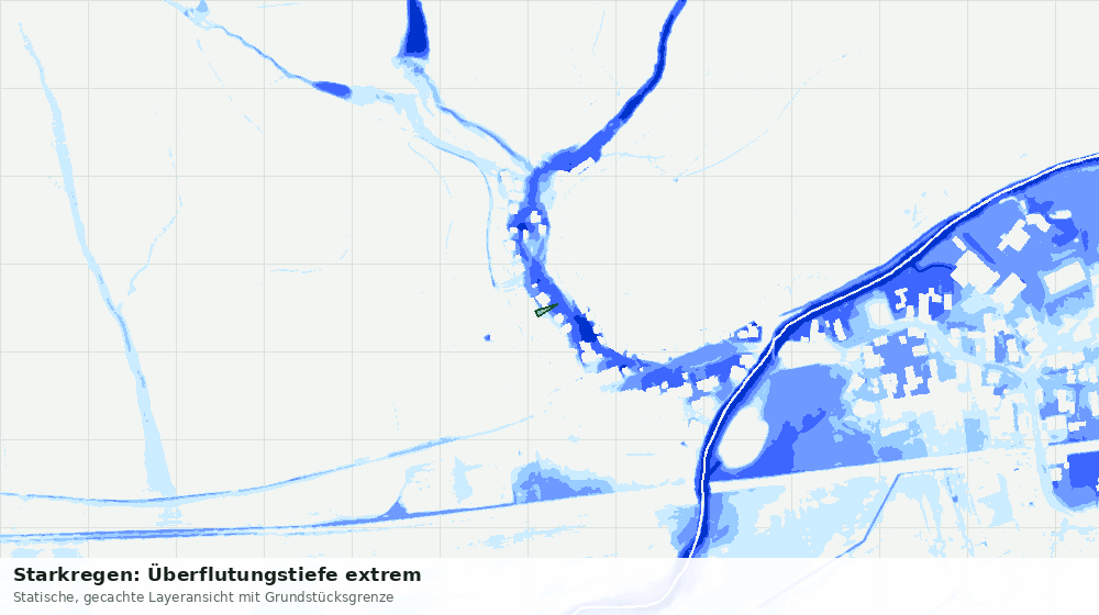 Statische Kartenansicht: Starkregen: Überflutungstiefe extrem