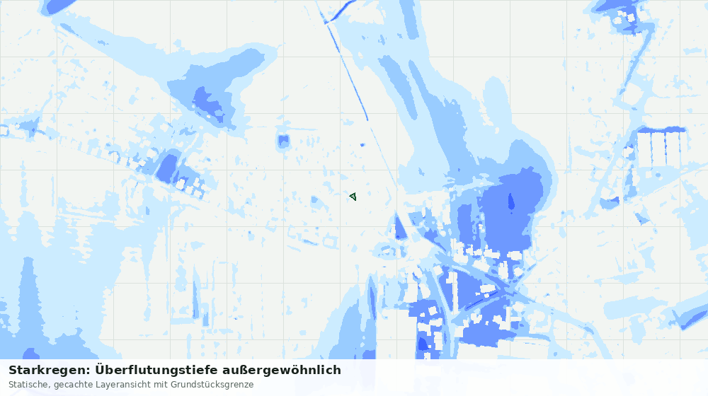 Statische Kartenansicht: Starkregen: Überflutungstiefe außergewöhnlich