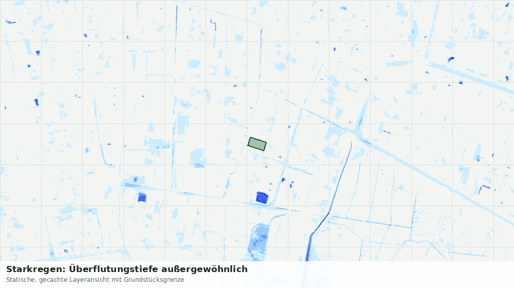 Statische Kartenansicht: Starkregen: Überflutungstiefe außergewöhnlich