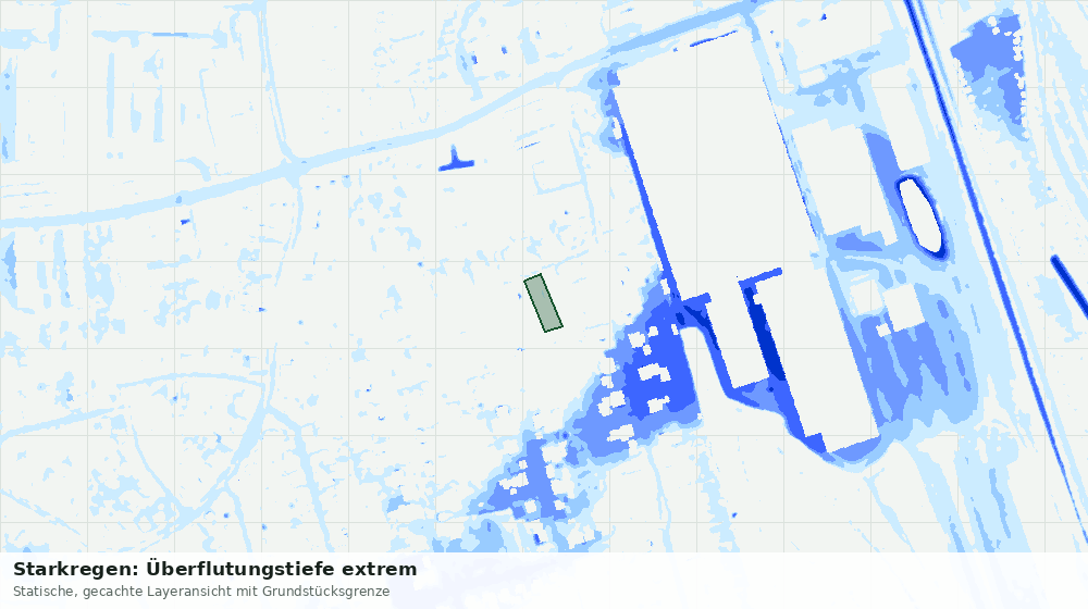 Statische Kartenansicht: Starkregen: Überflutungstiefe extrem