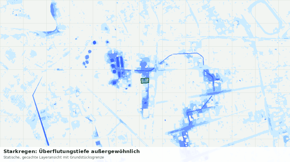 Statische Kartenansicht: Starkregen: Überflutungstiefe außergewöhnlich