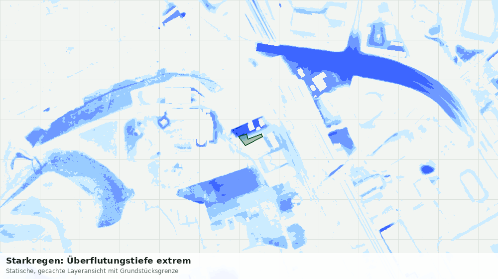 Statische Kartenansicht: Starkregen: Überflutungstiefe extrem