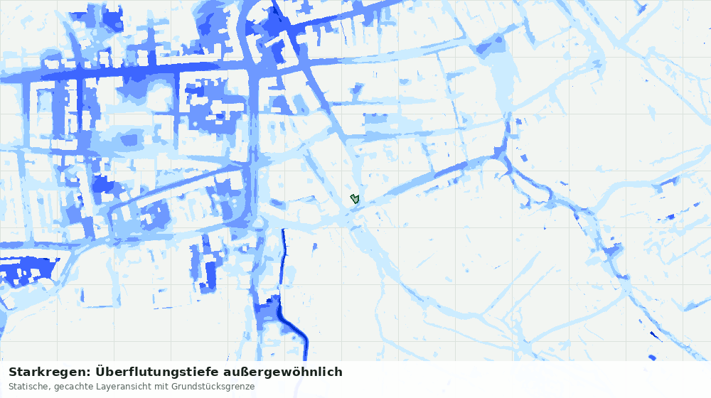 Statische Kartenansicht: Starkregen: Überflutungstiefe außergewöhnlich