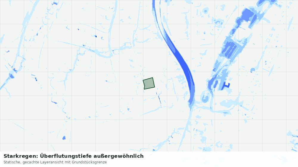 Statische Kartenansicht: Starkregen: Überflutungstiefe außergewöhnlich