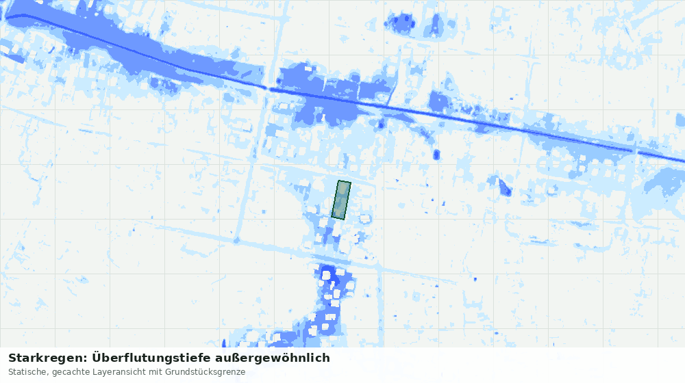 Statische Kartenansicht: Starkregen: Überflutungstiefe außergewöhnlich
