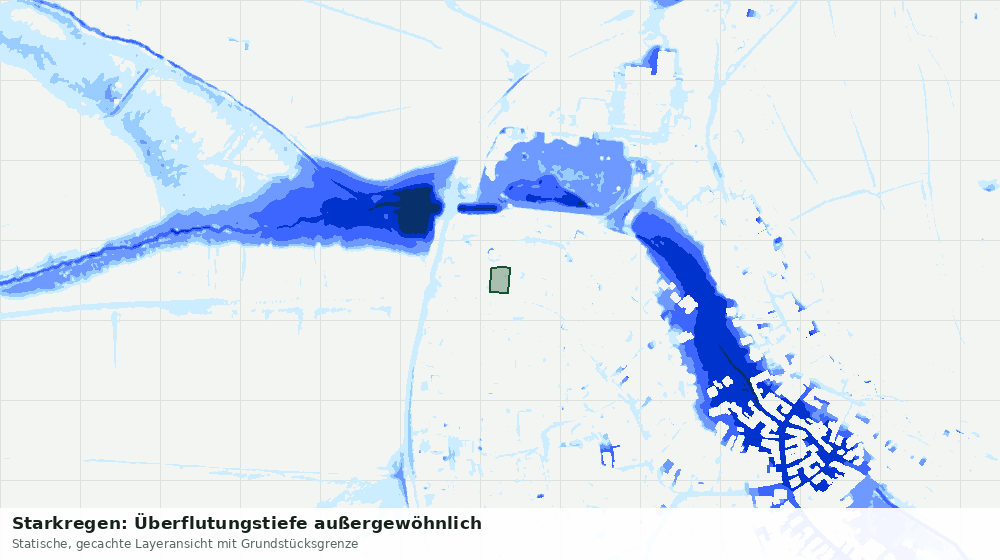 Statische Kartenansicht: Starkregen: Überflutungstiefe außergewöhnlich