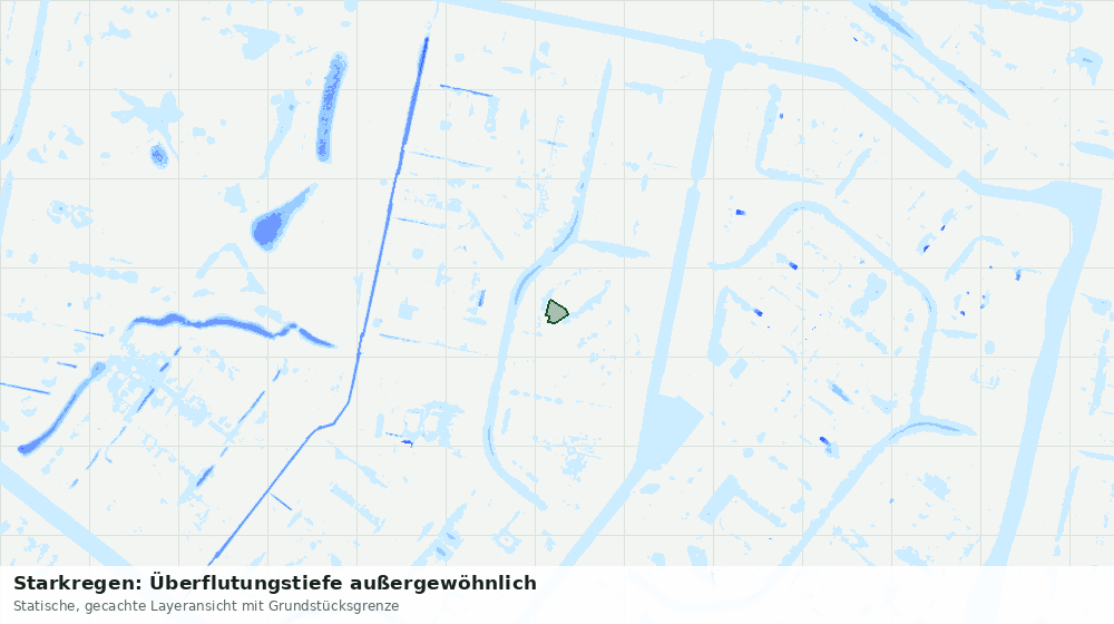 Statische Kartenansicht: Starkregen: Überflutungstiefe außergewöhnlich