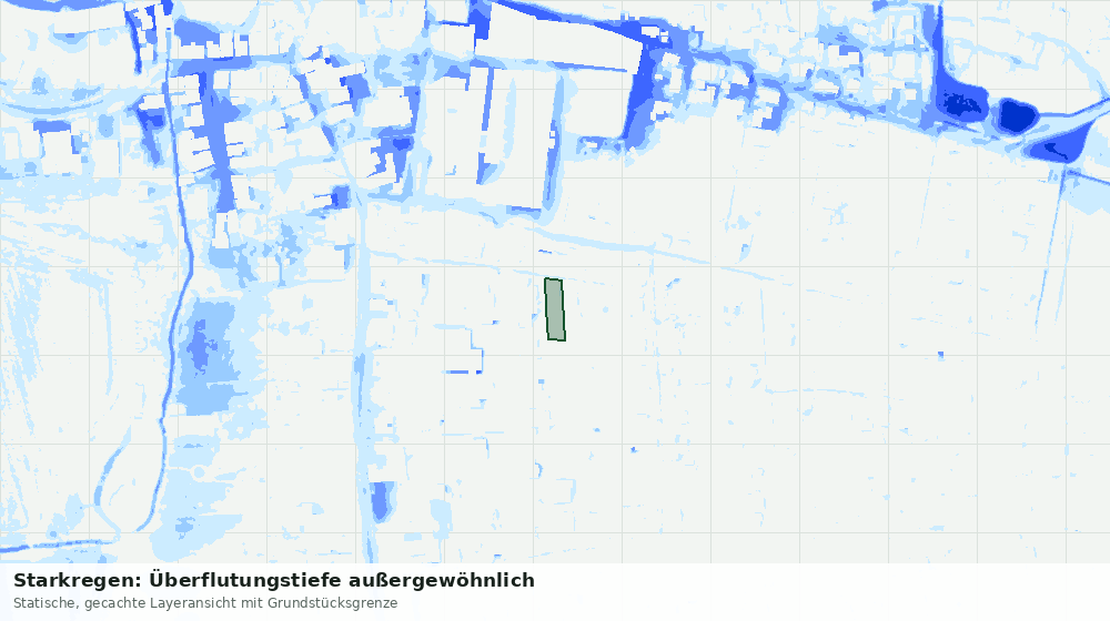 Statische Kartenansicht: Starkregen: Überflutungstiefe außergewöhnlich