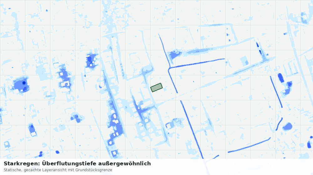 Statische Kartenansicht: Starkregen: Überflutungstiefe außergewöhnlich