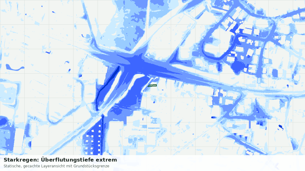 Statische Kartenansicht: Starkregen: Überflutungstiefe extrem