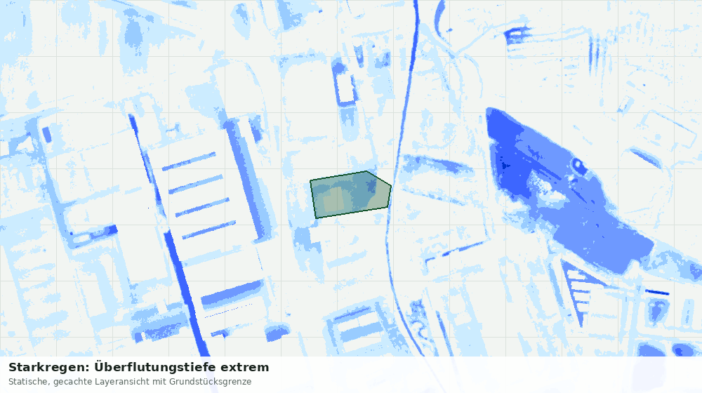 Statische Kartenansicht: Starkregen: Überflutungstiefe extrem