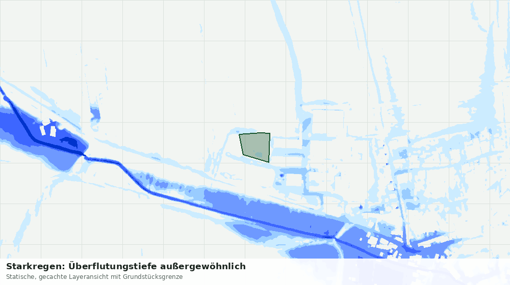Statische Kartenansicht: Starkregen: Überflutungstiefe außergewöhnlich