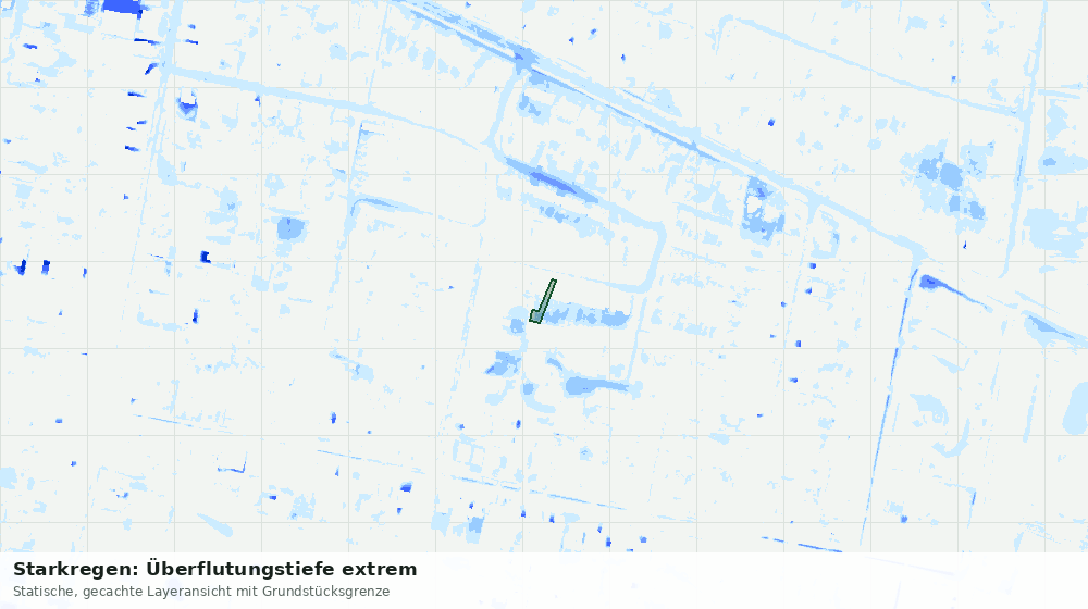 Statische Kartenansicht: Starkregen: Überflutungstiefe extrem