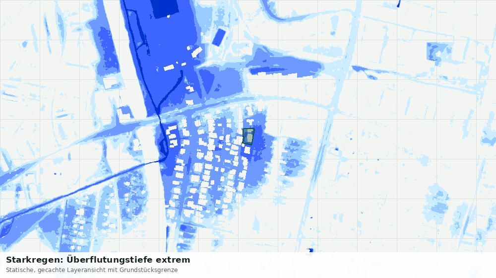Statische Kartenansicht: Starkregen: Überflutungstiefe extrem