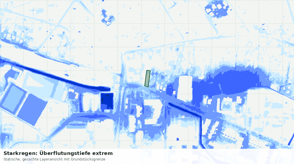 Statische Kartenansicht: Starkregen: Überflutungstiefe extrem