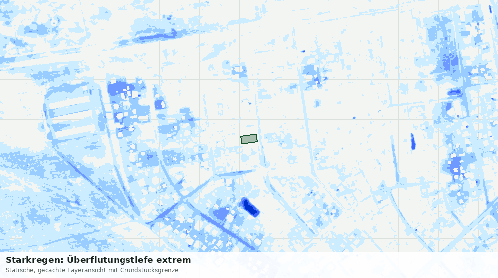 Statische Kartenansicht: Starkregen: Überflutungstiefe extrem