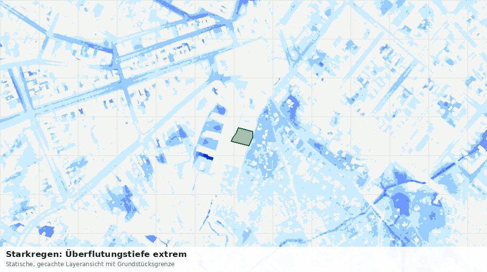 Statische Kartenansicht: Starkregen: Überflutungstiefe extrem