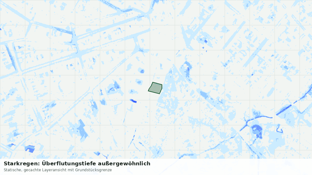 Statische Kartenansicht: Starkregen: Überflutungstiefe außergewöhnlich
