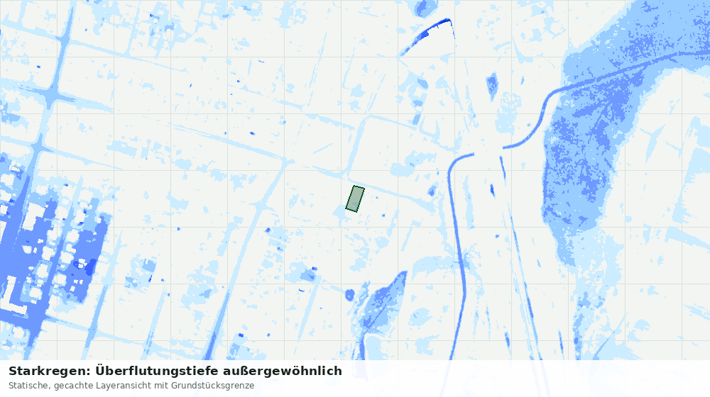Statische Kartenansicht: Starkregen: Überflutungstiefe außergewöhnlich