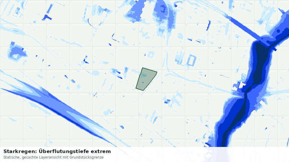 Statische Kartenansicht: Starkregen: Überflutungstiefe extrem
