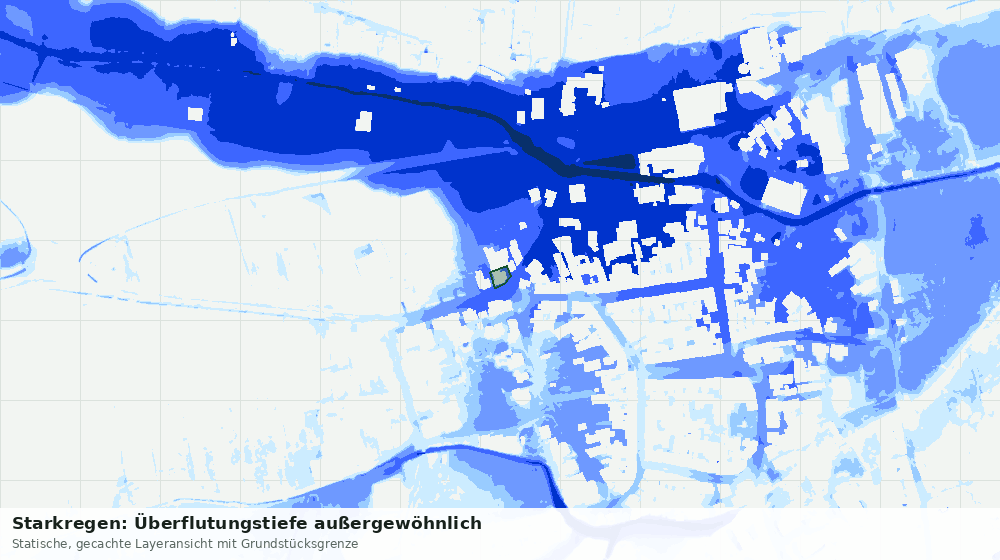 Statische Kartenansicht: Starkregen: Überflutungstiefe außergewöhnlich