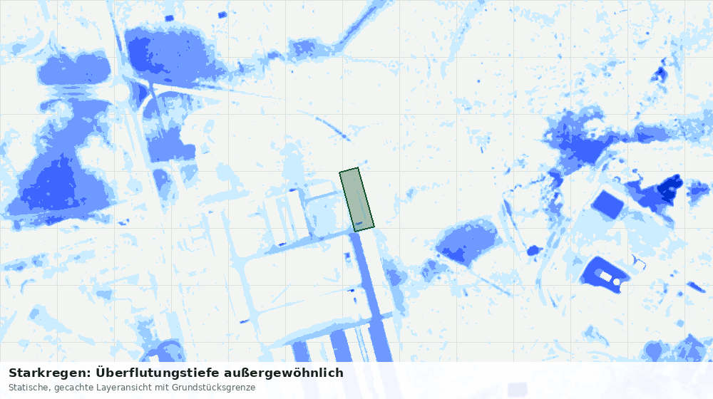 Statische Kartenansicht: Starkregen: Überflutungstiefe außergewöhnlich