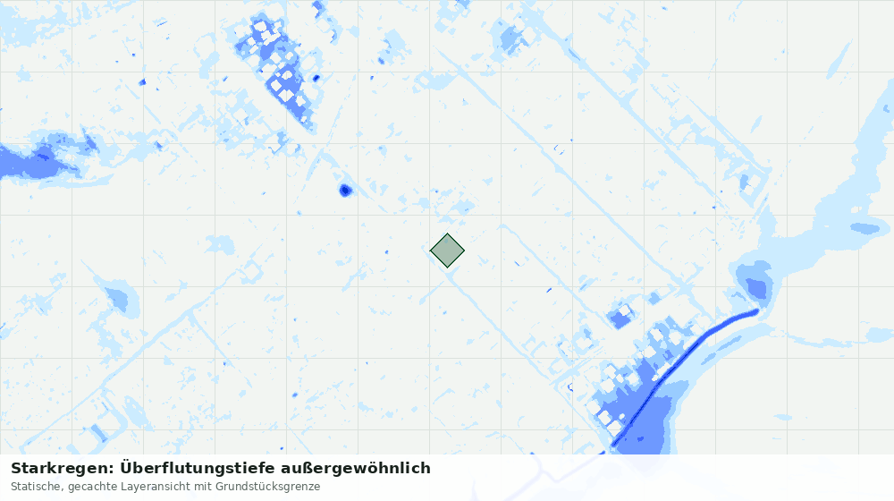 Statische Kartenansicht: Starkregen: Überflutungstiefe außergewöhnlich