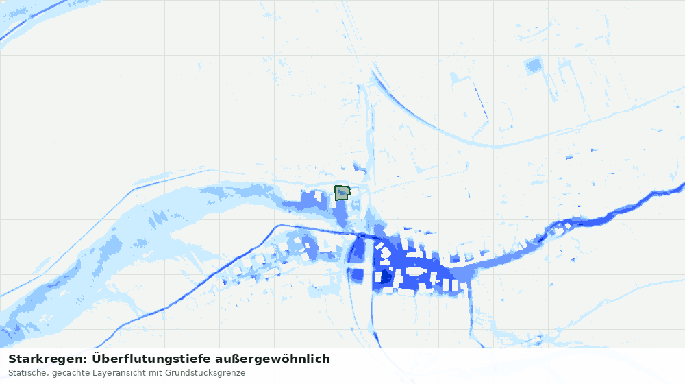 Statische Kartenansicht: Starkregen: Überflutungstiefe außergewöhnlich