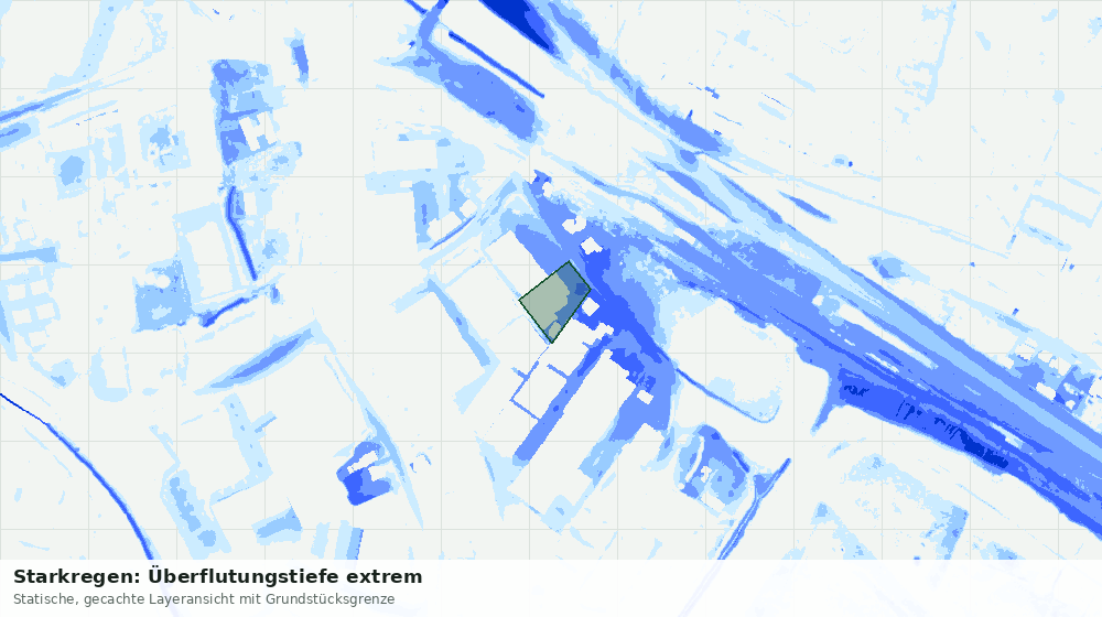 Statische Kartenansicht: Starkregen: Überflutungstiefe extrem