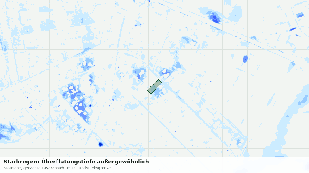 Statische Kartenansicht: Starkregen: Überflutungstiefe außergewöhnlich